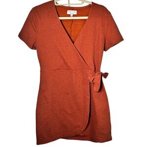 Madewell Texture & Thread Rust Wrap Dress Medium Short Sleeve